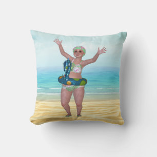 Beach Pillow met Funny Bathing Beauty Kussen