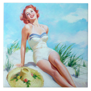 Beach Pin Up Tegeltje