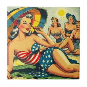  Beach Pin Up Tegeltje