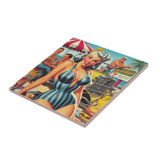  Beach Pin-up Tegeltje (Zijkant)