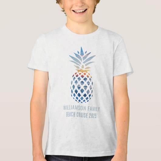 Beach Pineapple Sunset Tropical Summer Cruise Tri-Blend Shirt (Voorkant)