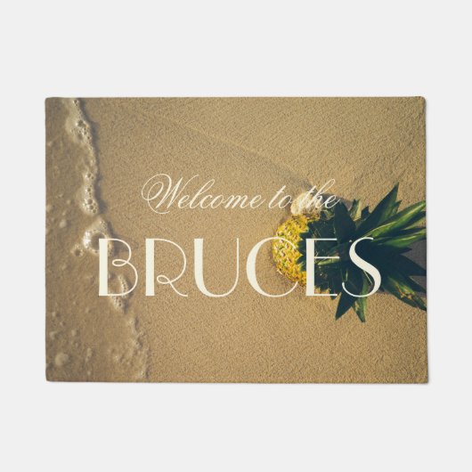 Beach Pineapple Tropical Accent Personalized Deurmat (Voorkant)