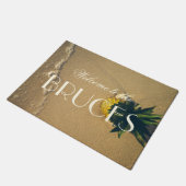 Beach Pineapple Tropical Accent Personalized Deurmat (Schuin)