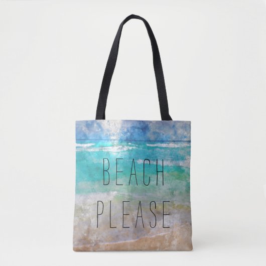 Beach Please Canvas Bag Tote Bag (Voorkant)