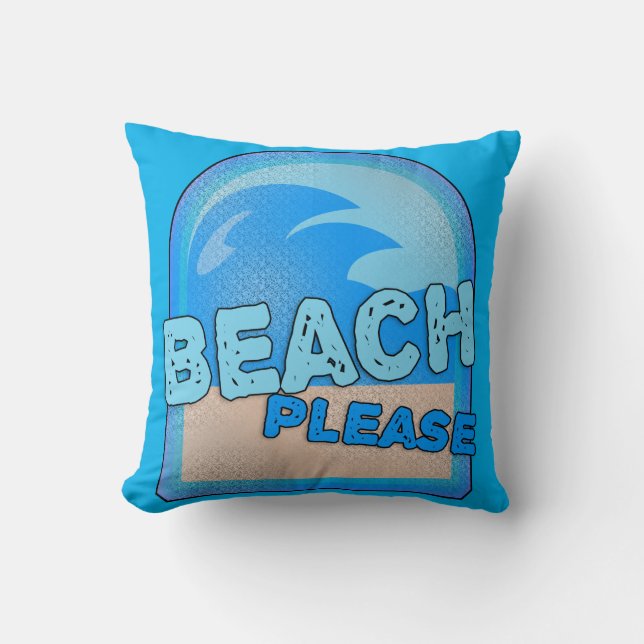 Beach Please Fun Summer Fun Waves Logo Kussen (Voorkant)