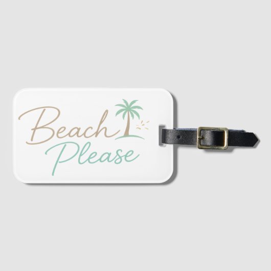 Beach Please Pastel Script Typografie Bagagelabel (Voorkant (horizontaal))