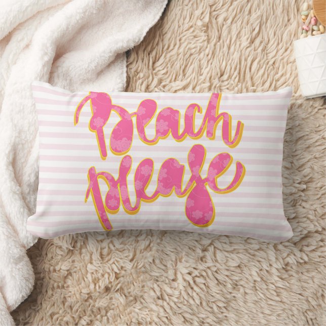 BEACH PLEASE | Roze typografie en prijsopgave Kussen (Deken)