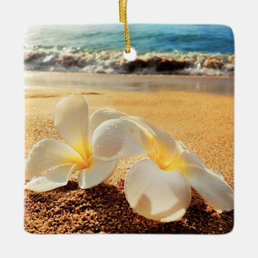 Beach Plumeria-kerstversiering Keramisch Ornament (Voorkant)