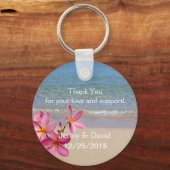 Beach Plumeria Personalized Key Ring Wedding Favor Sleutelhanger (Voorkant)