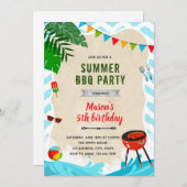 Beach pool bbq invitation anniversaire (Devant / Derrière)
