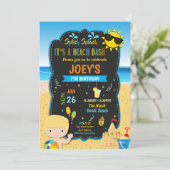 Beach Pool Birthday Party Bash Boy Blond Summer Kaart (Staand voorkant)