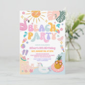 Beach Pool Party Summer Birthday Invitation (Debout devant)