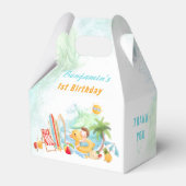 Beach Pool Party Zomer 1e Verjaardag Jongen Bedankdoosjes (Voorkant Zijde)