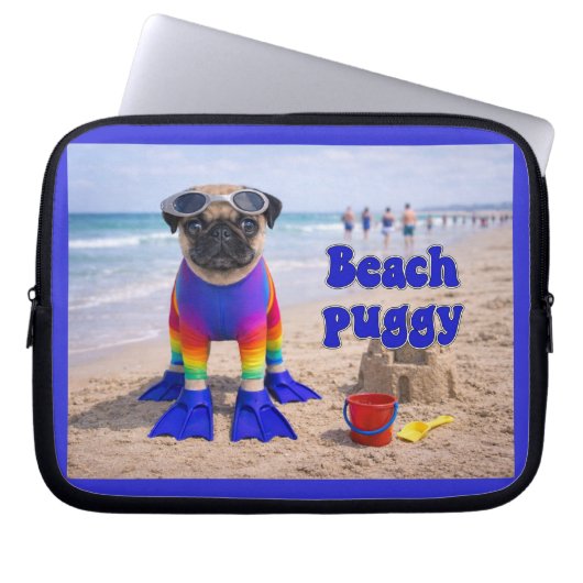 Beach Puggy Laptop Sleeve (Voorkant)