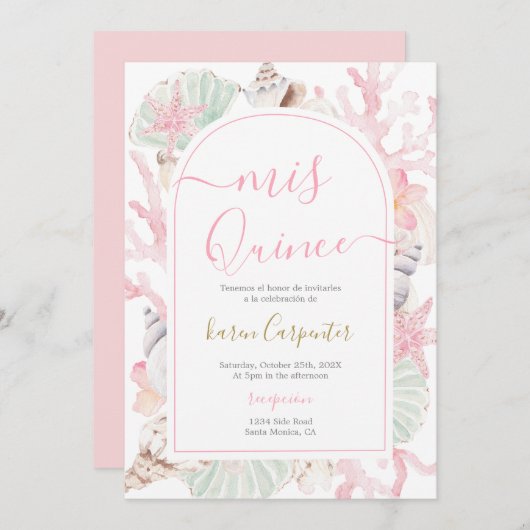 Beach Quinceanera Invitation (Devant / Derrière)