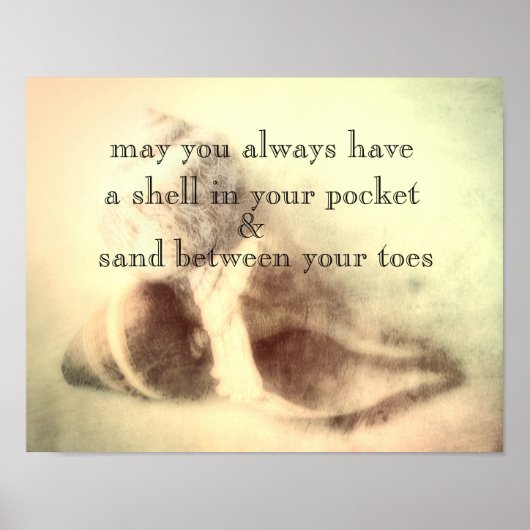 beach quote poster with sea shells photo art (Devant)