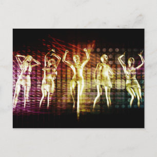 Beach Rave Party met Disco Dansans Girls Uitnodiging Briefkaart