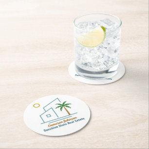 Beach Real Estate Company Schattige  Ronde Kartonnen Onderzetter