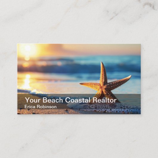 Beach Realtor Coastal Ocean Theme Visitekaartje (Voorkant)
