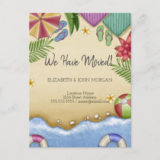 Beach Relax Moving Announance Aankondigingskaart (Voorkant)
