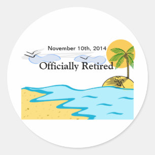 Beach Retirement Naam en datum toevoegen Ronde Sticker