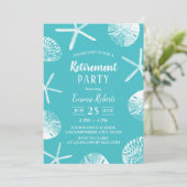 Beach Retirement Party Elegant Turquoise Seashells Kaart (Staand voorkant)