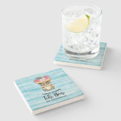 Beach Retro Tiki Bar monogramma Stenen Onderzetter (Zijkant)