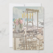 Beach Retro Wedding Floral Arch RSVP Kaart (Voorkant)