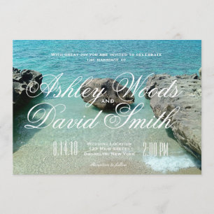 Beach Rock Wedding Invitation Kaart