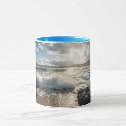 Beach Rocks Zee en Waves mok (Midden)