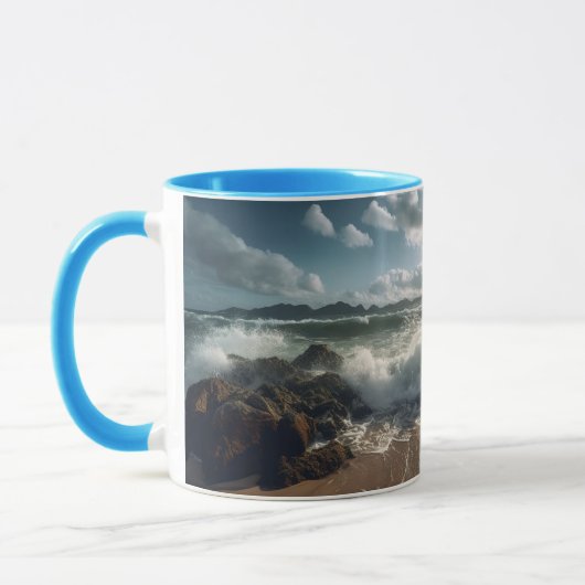 Beach Rocks Zee en Waves mok (Links)