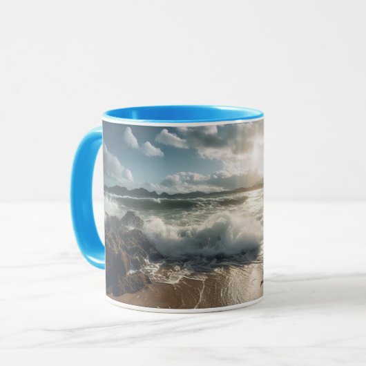 Beach Rocks Zee en Waves mok (Voorkant links)