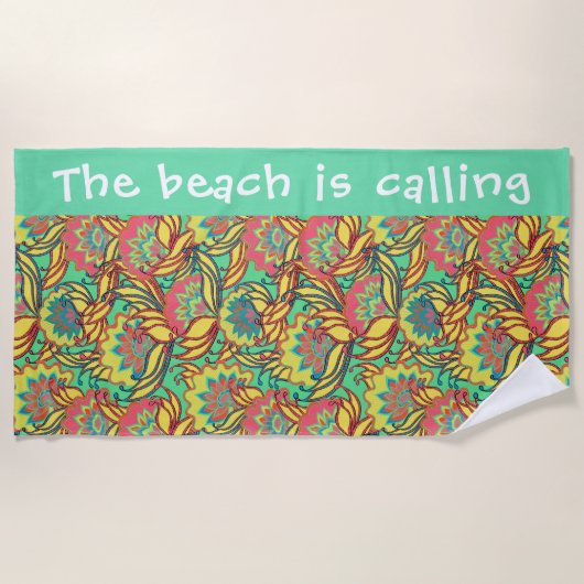 Beach roept Key West Floral Pattern Strandlaken (Voorkant)