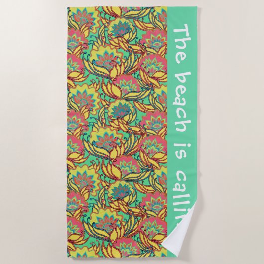 Beach roept Key West Floral Pattern Strandlaken (Voorkant)