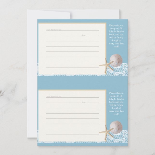 Beach Romance Recipe Kaarten twee 3 x 5 Blue (Voorkant)