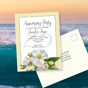 Beach Roses Jubileumfeest Uitnodigingskaart Briefkaart