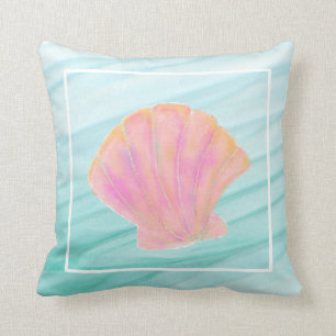 Beach roze en Gold Clam Seashell Kussen