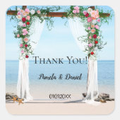 Beach Rozen Arbor Wedding Bedankt Sticker (Voorkant)