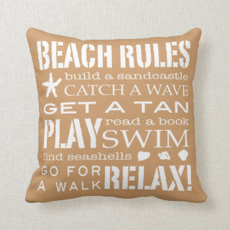 Beach Rules by the Seashore Sandy Beige & Brown Kussen