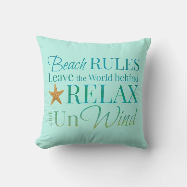 Beach Rules Typografie Pillow Kussen (Voorkant)
