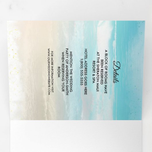 Beach Rustic Coastal Trifold Programme de mariage (Intérieur en premier)