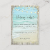 Beach Rustic Wood Aqua Blue Waves Weddenschap Webs Informatiekaartje (Voorkant)