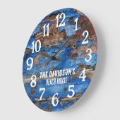 Beach Rustic Wood Blue en Brown Custom Clock Grote Klok (Hoek)