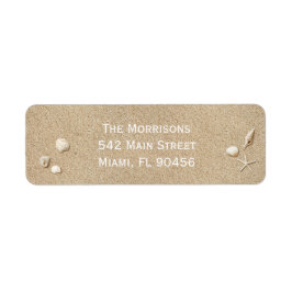 Beach Sand and White Typography Return Address Lab Etiket