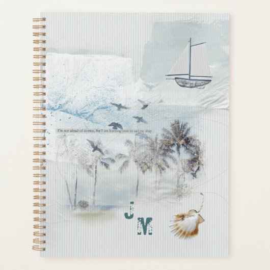 Beach Sand and Zee Collage met Initialen Planner (Voorkant)