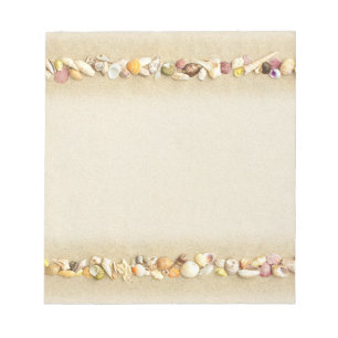 Beach Sand Background met Seashell Border Notitieblok