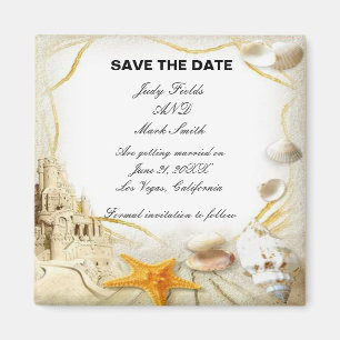 Beach Sand Castle Bruiloft Save The Date Magnet Magneet