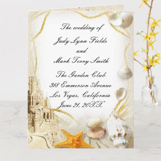 Beach Sand Castle Programme de mariage (Fleur jaune)