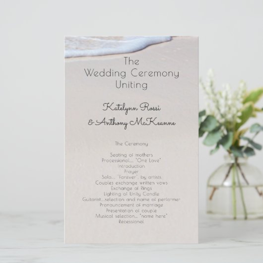 Beach Sand Custom Affordable Wedding Programme (Staand voorkant)