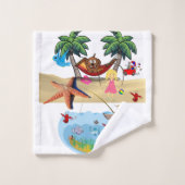 Beach Sand Dog Trees Fish Bathroom Towel Set Bad Handdoek (Wasdoekje)